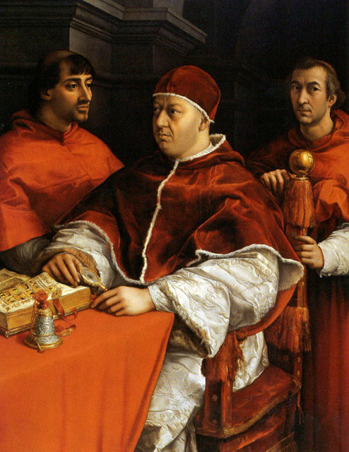 Ritratto Leone X Cardinali Giulio Medici Luigi Rossi Raffaello